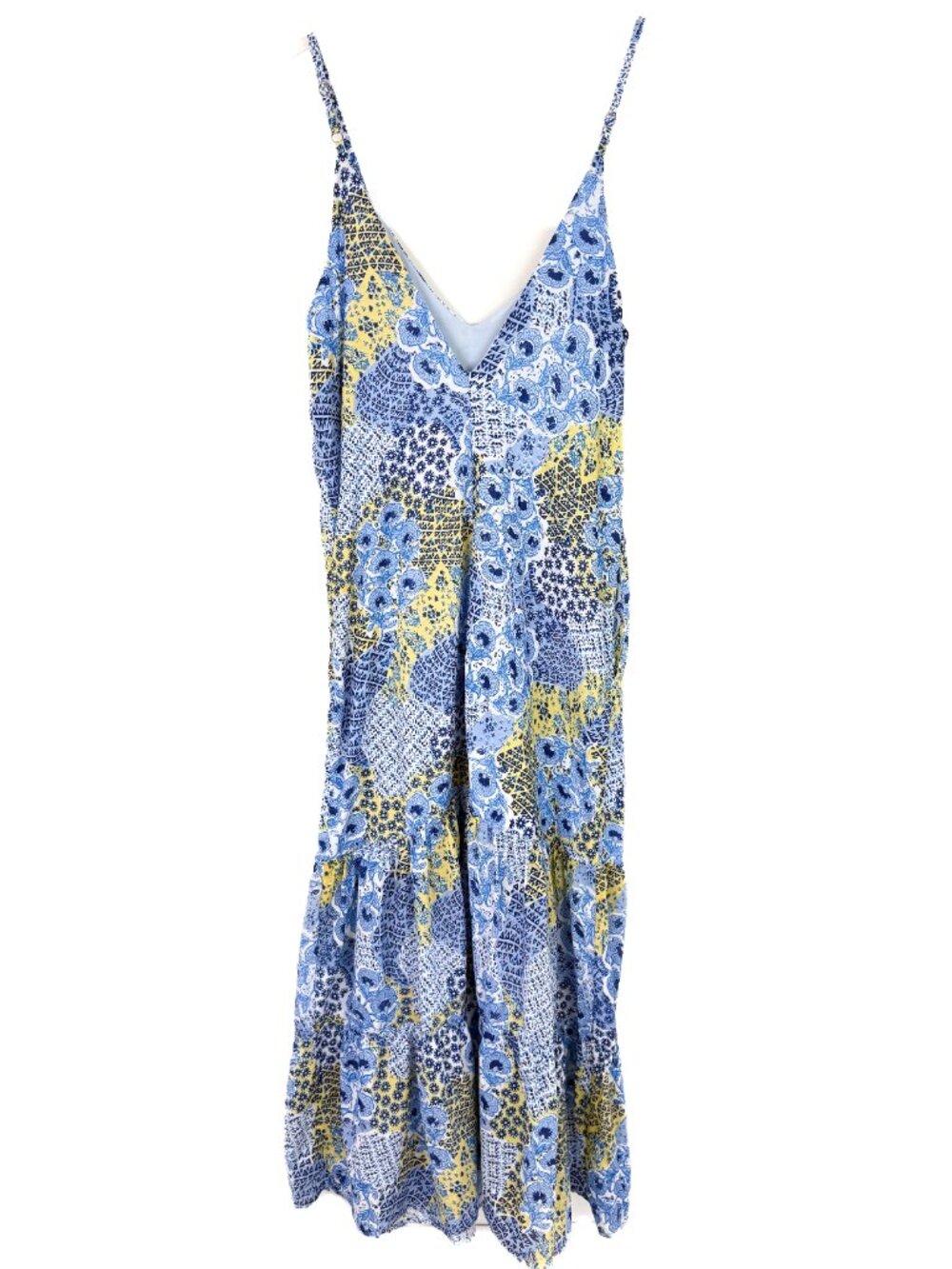 Peixoto Floral Maxi Dress Cotton Sundress Pockets Campo Azul Blue Yellow Size XL - Picture 9 of 14